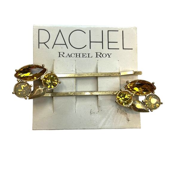 Rachel Roy Gold Hair Bobby Pins w/ Gemstone Accents, NWT! - Picture 1 of 3